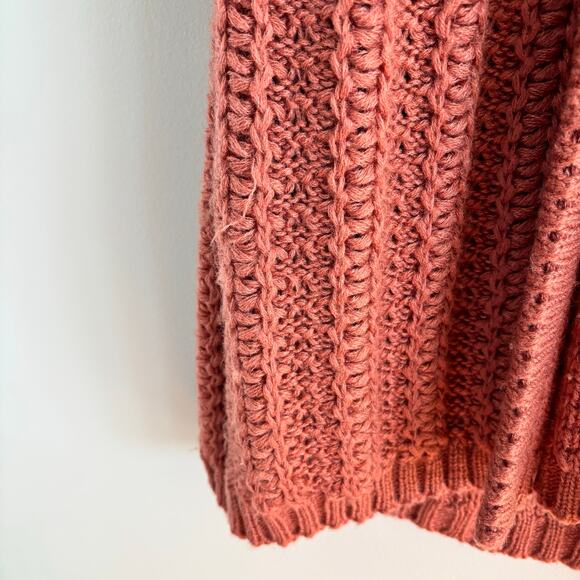 RARE 1970s Vintage Kimlon Knit Sweater Coat Cable Knit Long Cardigan Size Medium - Picture 7 of 9